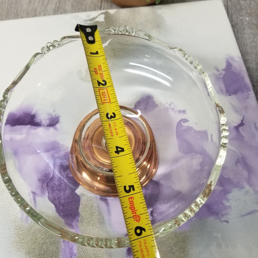 Princess House Copper Footed Glass Bowl - Picture 6 of 8